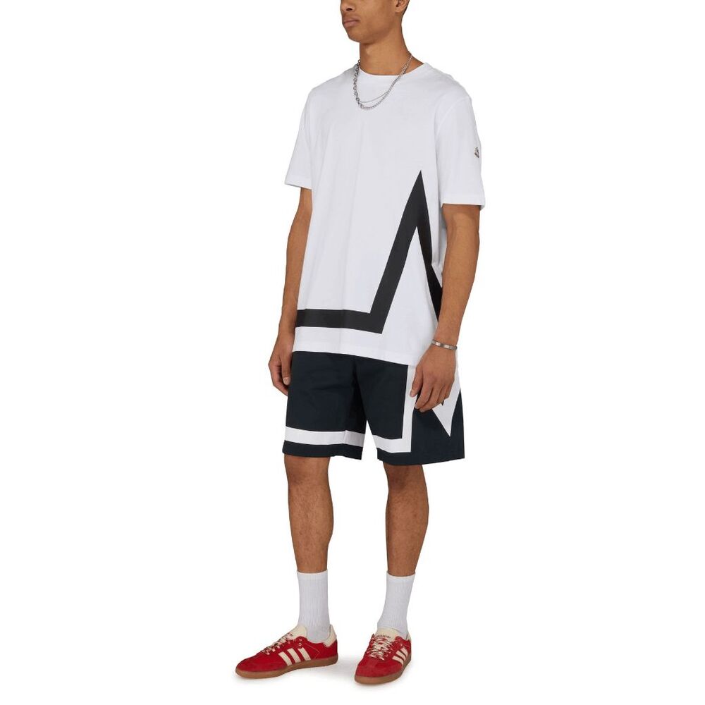NWT Moncler Crew Neck Short Sleeve Logo Cotton Graphic T-shirt White XXL $385